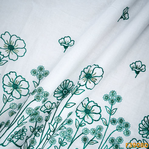 Thread Sequin Embroidered Kora Cotton Fabric- F3908